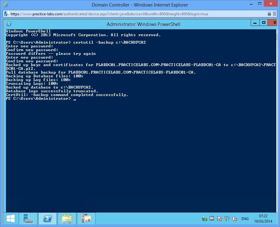 Practice Labs screenshot.